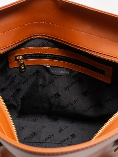 NORA Sac shopping en cuir avec boucles marron - Sacs pour Femme