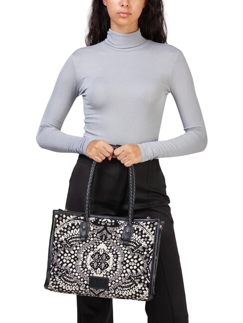 AMELIA Sac shopping en tissu jacquard noir/multicolore - Sacs pour Femme