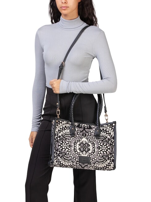 AMELIA Sac shopping en tissu jacquard noir/multicolore - Sacs pour Femme