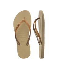 HAVAIANAS SLIM GLITTER II Tongs sable/doré clair métallique - Chaussures Femme - 5