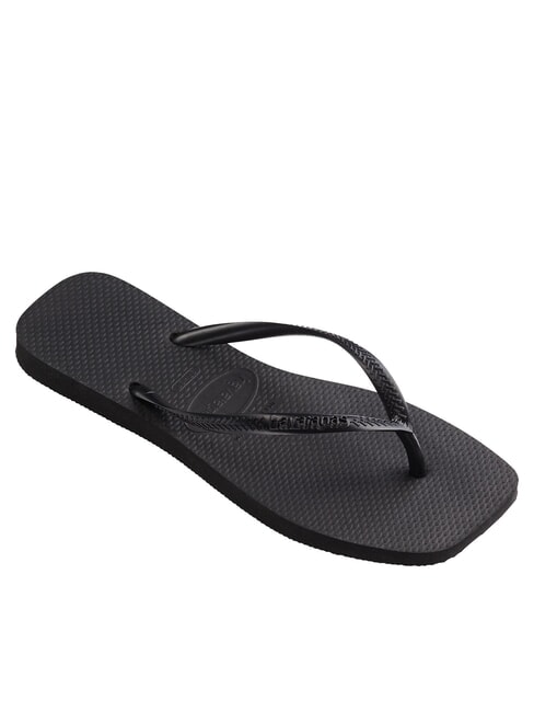 SLIM SQUARE Tongs &agrave; bout carr&eacute; NOIR - Chaussures Femme