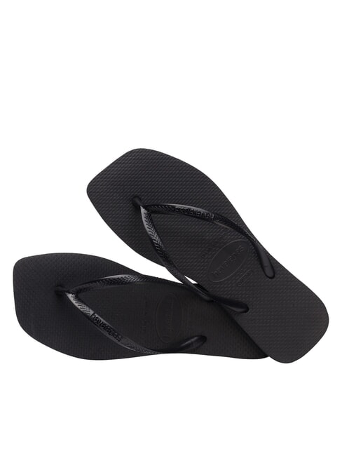 SLIM SQUARE Tongs &agrave; bout carr&eacute; NOIR - Chaussures Femme