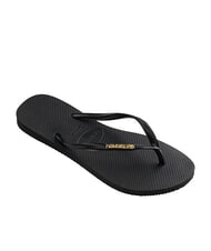 HAVAIANAS SLIM LOGO Tongs or noir - Chaussures Femme - 2