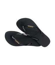 HAVAIANAS SLIM LOGO Tongs or noir - Chaussures Femme - 4