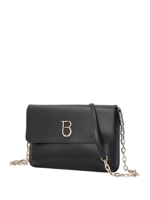 BIANCA Sac bandoulière en cuir avec chaîne Noir - Sacs pour Femme