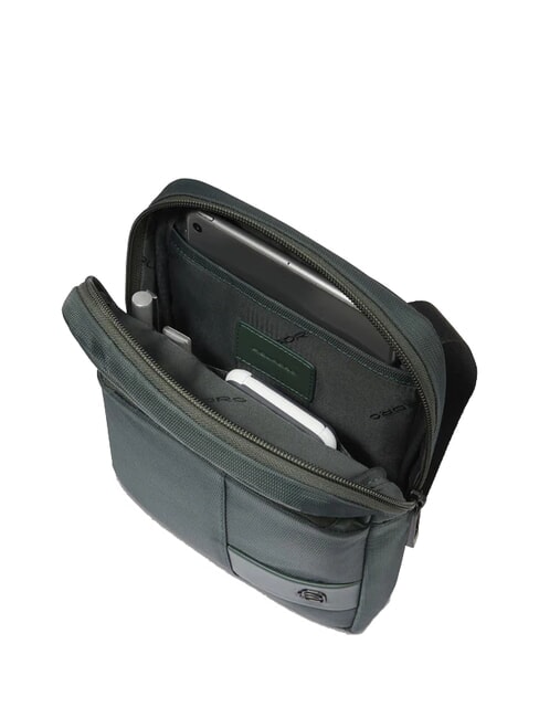 WOLLEM Sac iPad mini en tissu et cuir VERT - Sacs en Bandouli&egrave;res pour Homme