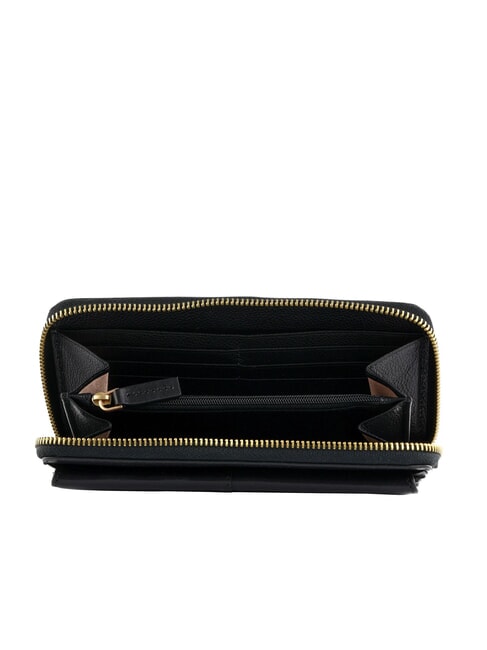 ELISABETTA Grand portefeuille en cuir avec poche black Gold - Portefeuilles Femme