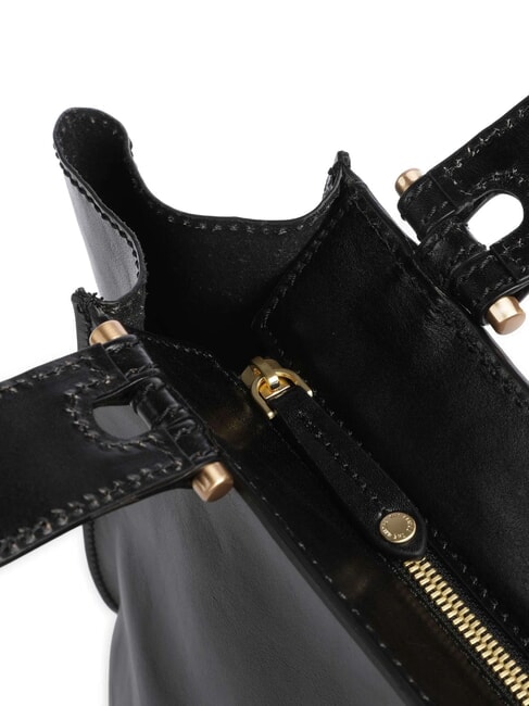 FEBE Sac shopping en cuir black Gold - Sacs pour Femme