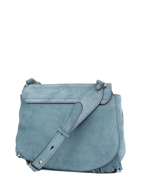 ERICA Sac bandoulière en cuir à franges ciel avec de l'or - Sacs pour Femme