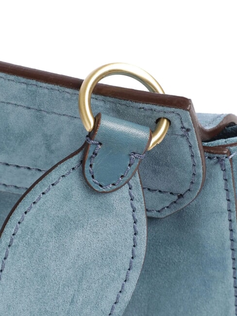 ERICA Sac bandoulière en cuir à franges ciel avec de l'or - Sacs pour Femme