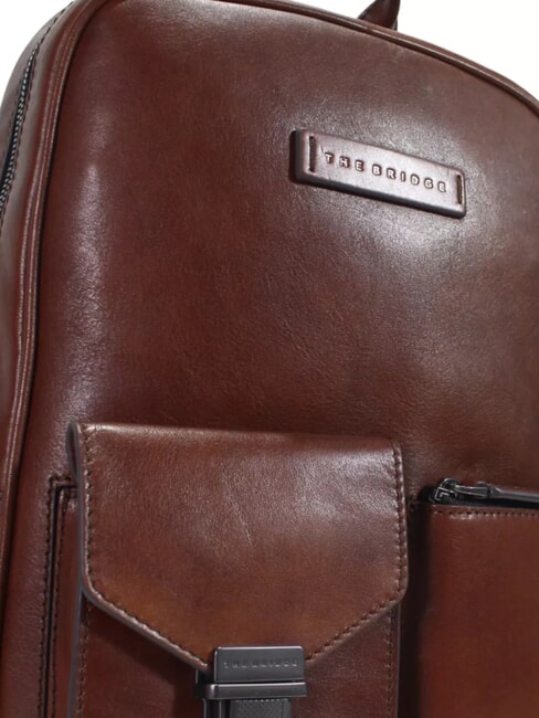 FILIPPO Sac à dos en cuir, support pour ordinateur portable 13" Marron / Ruthénium - Sacs à dos pour ordinateur portable