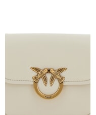 PINKO LOVE BOX Mini sac en nappa à rabat blanc de soie-or antique - Sacs pour Femme - 4