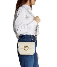 PINKO LOVE BOX Mini sac en nappa à rabat blanc de soie-or antique - Sacs pour Femme - 6