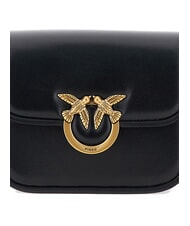 PINKO LOVE BOX Mini sac en nappa à rabat noir-or antique - Sacs pour Femme - 4