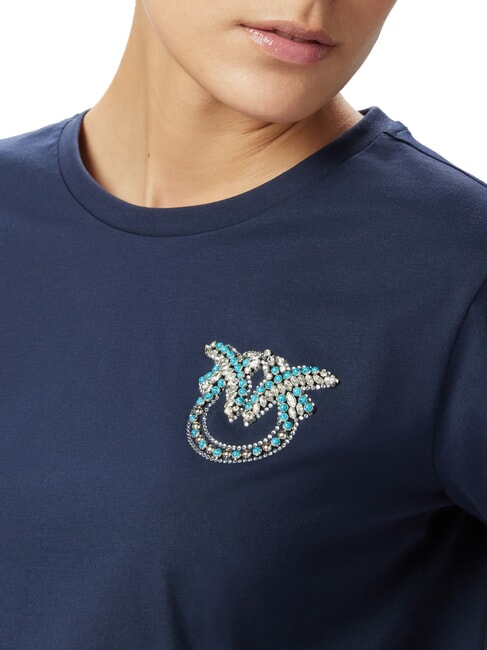 NAMBRONE  T-shirt en coton abîme bleu - T-shirt