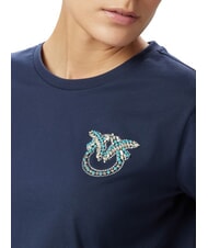 PINKO NAMBRONE  T-shirt en coton abîme bleu - T-shirt - 3