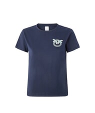 PINKO NAMBRONE  T-shirt en coton abîme bleu - T-shirt - 4