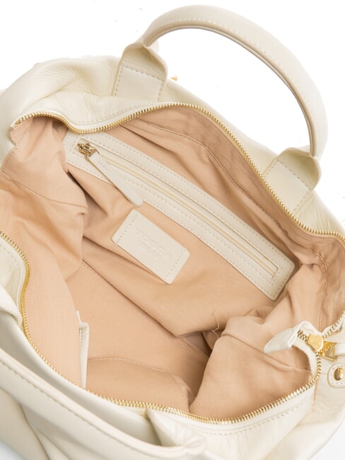 BEATRICE Sac en cuir avec poign&eacute;e et bandouli&egrave;re blanc ivoire - Sacs pour Femme