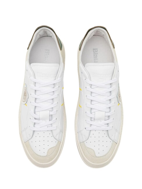 STATEN Baskets en cuir blanc/vert - Chaussures Homme