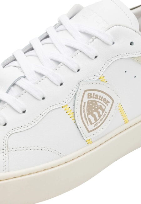 STATEN Baskets en cuir blanc/vert - Chaussures Homme