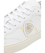 BLAUER STATEN Baskets en cuir blanc/vert - Chaussures Homme - 4