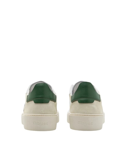 STATEN Baskets en cuir blanc/vert - Chaussures Homme