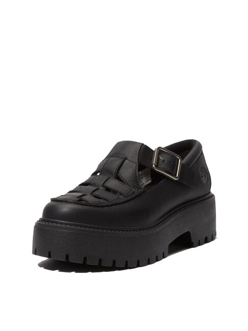STONE STREET BUCKLE Chaussure à plateforme en cuir noir pleine fleur - Chaussures Femme
