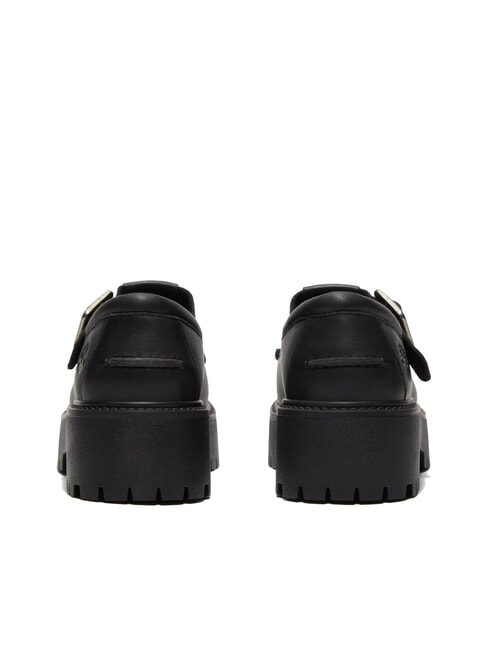 STONE STREET BUCKLE Chaussure &agrave; plateforme en cuir noir pleine fleur - Chaussures Femme