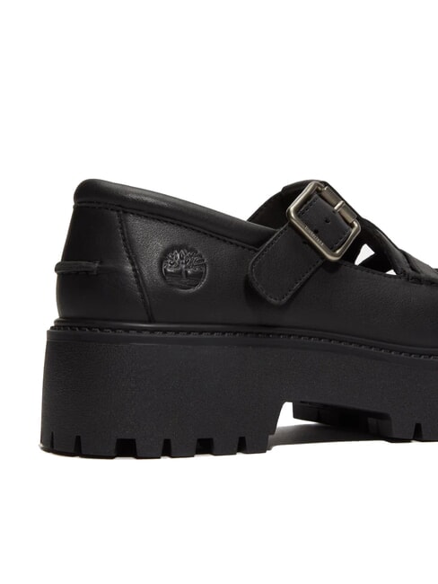 STONE STREET BUCKLE Chaussure &agrave; plateforme en cuir noir pleine fleur - Chaussures Femme