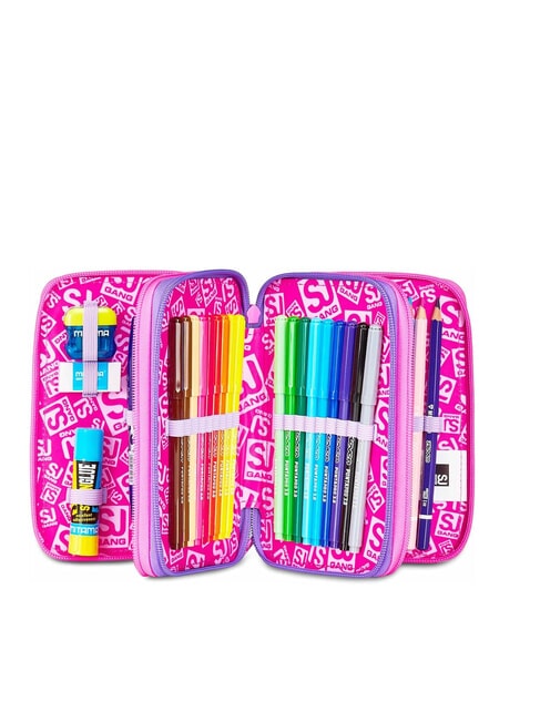 TINYPATCH GIRL Trousse &agrave; crayons 3 zips compl&egrave;te avec kit scolaire FOR&Ecirc;T RAY&Eacute;E NOIRE - &Eacute;tuis et Accessoires