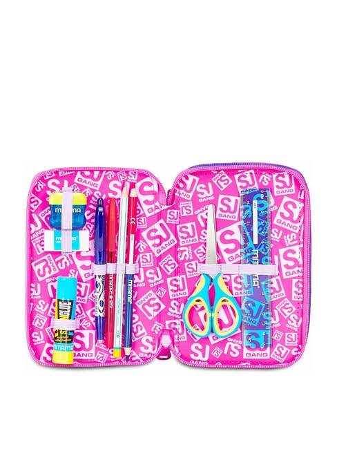 TINYPATCH GIRL Trousse &agrave; crayons 3 zips compl&egrave;te avec kit scolaire FOR&Ecirc;T RAY&Eacute;E NOIRE - &Eacute;tuis et Accessoires