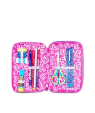 SJGANG TINYPATCH GIRL Trousse &agrave; crayons 3 zips compl&egrave;te avec kit scolaire FOR&Ecirc;T RAY&Eacute;E NOIRE - &Eacute;tuis et Accessoires - 3