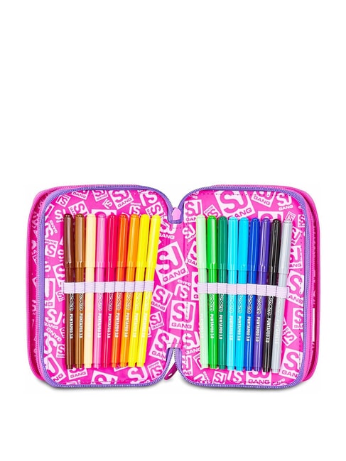 TINYPATCH GIRL Trousse &agrave; crayons 3 zips compl&egrave;te avec kit scolaire FOR&Ecirc;T RAY&Eacute;E NOIRE - &Eacute;tuis et Accessoires