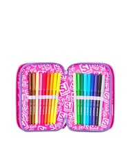 SJGANG TINYPATCH GIRL Trousse &agrave; crayons 3 zips compl&egrave;te avec kit scolaire FOR&Ecirc;T RAY&Eacute;E NOIRE - &Eacute;tuis et Accessoires - 4