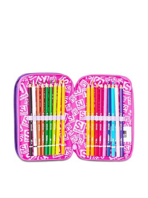 TINYPATCH GIRL Trousse &agrave; crayons 3 zips compl&egrave;te avec kit scolaire FOR&Ecirc;T RAY&Eacute;E NOIRE - &Eacute;tuis et Accessoires
