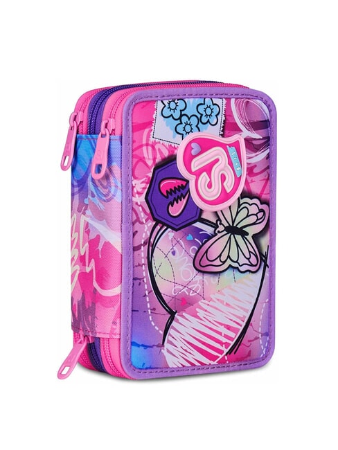 TINYPATCH GIRL Trousse &agrave; crayons 3 zips compl&egrave;te avec kit scolaire FOR&Ecirc;T RAY&Eacute;E NOIRE - &Eacute;tuis et Accessoires