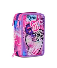 SJGANG TINYPATCH GIRL Trousse &agrave; crayons 3 zips compl&egrave;te avec kit scolaire FOR&Ecirc;T RAY&Eacute;E NOIRE - &Eacute;tuis et Accessoires - 6
