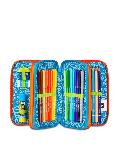 TINYPATCH BOY Trousse &agrave; crayons 3 zips compl&egrave;te avec kit scolaire turquoise vif - &Eacute;tuis et Accessoires