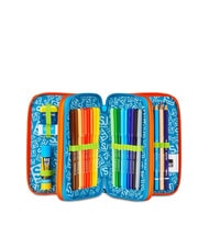 SJGANG TINYPATCH BOY Trousse à crayons 3 zips complète avec kit scolaire - Étuis et Accessoires