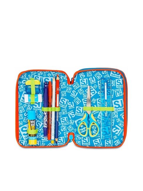 TINYPATCH BOY Trousse &agrave; crayons 3 zips compl&egrave;te avec kit scolaire turquoise vif - &Eacute;tuis et Accessoires