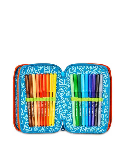 TINYPATCH BOY Trousse &agrave; crayons 3 zips compl&egrave;te avec kit scolaire turquoise vif - &Eacute;tuis et Accessoires