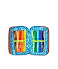 SJGANG TINYPATCH BOY Trousse &agrave; crayons 3 zips compl&egrave;te avec kit scolaire turquoise vif - &Eacute;tuis et Accessoires - 4