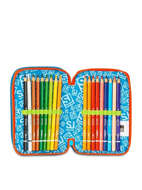 TINYPATCH BOY Trousse &agrave; crayons 3 zips compl&egrave;te avec kit scolaire turquoise vif - &Eacute;tuis et Accessoires