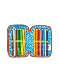 SJGANG TINYPATCH BOY Trousse &agrave; crayons 3 zips compl&egrave;te avec kit scolaire turquoise vif - &Eacute;tuis et Accessoires - 5