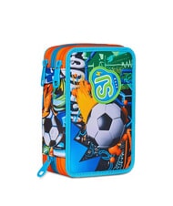 SJGANG TINYPATCH BOY Trousse &agrave; crayons 3 zips compl&egrave;te avec kit scolaire turquoise vif - &Eacute;tuis et Accessoires - 6