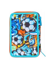 SJGANG TINYPATCH BOY Trousse &agrave; crayons 3 zips compl&egrave;te avec kit scolaire turquoise vif - &Eacute;tuis et Accessoires - 7