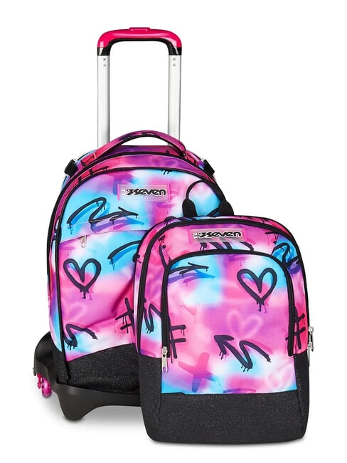 PAINT GIRL JACK 3WD Trolley 2 sacs &agrave; dos d&eacute;tachables, 3 roues RHODAMINE RED - Sacs &agrave; dos &agrave; roulettes