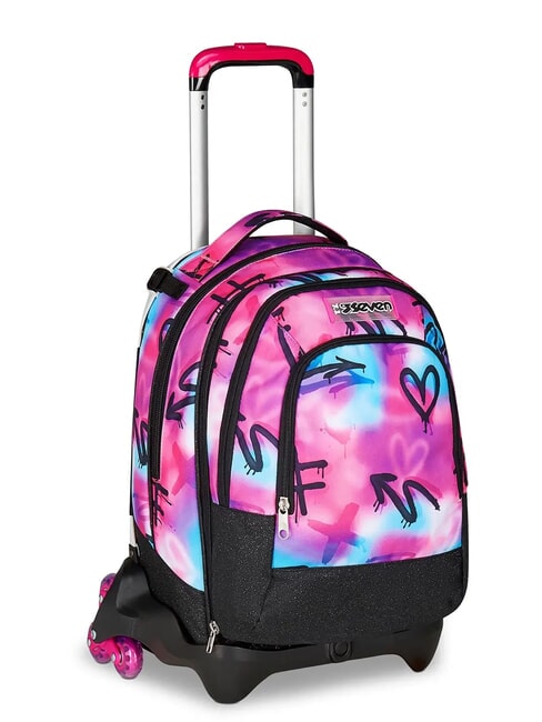 PAINT GIRL JACK 3WD Trolley 2 sacs &agrave; dos d&eacute;tachables, 3 roues RHODAMINE RED - Sacs &agrave; dos &agrave; roulettes