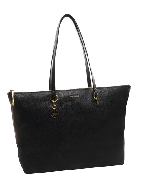 ALPHA Sac shopping en cuir martel&eacute; Noir - Sacs pour Femme