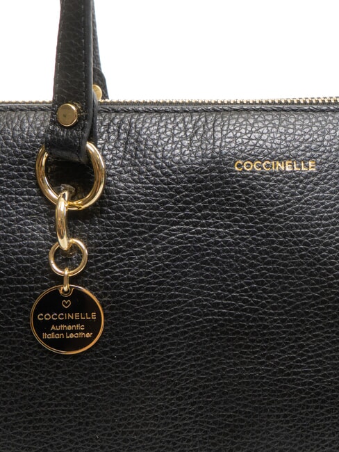 ALPHA Sac shopping en cuir martel&eacute; Noir - Sacs pour Femme